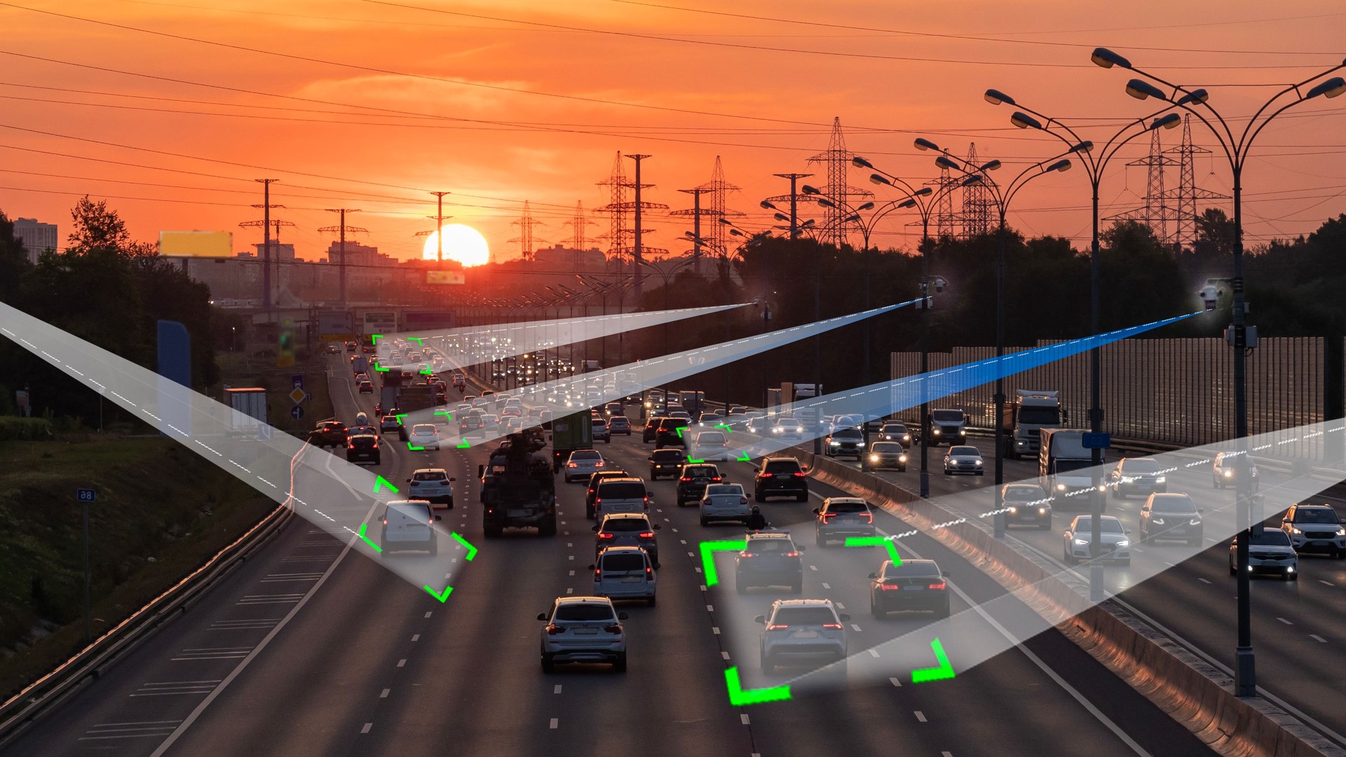 Cameras on the road with artificial intelligence, concept